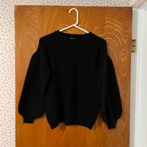 Pink Lily Black Balloon Sleeve Sweater